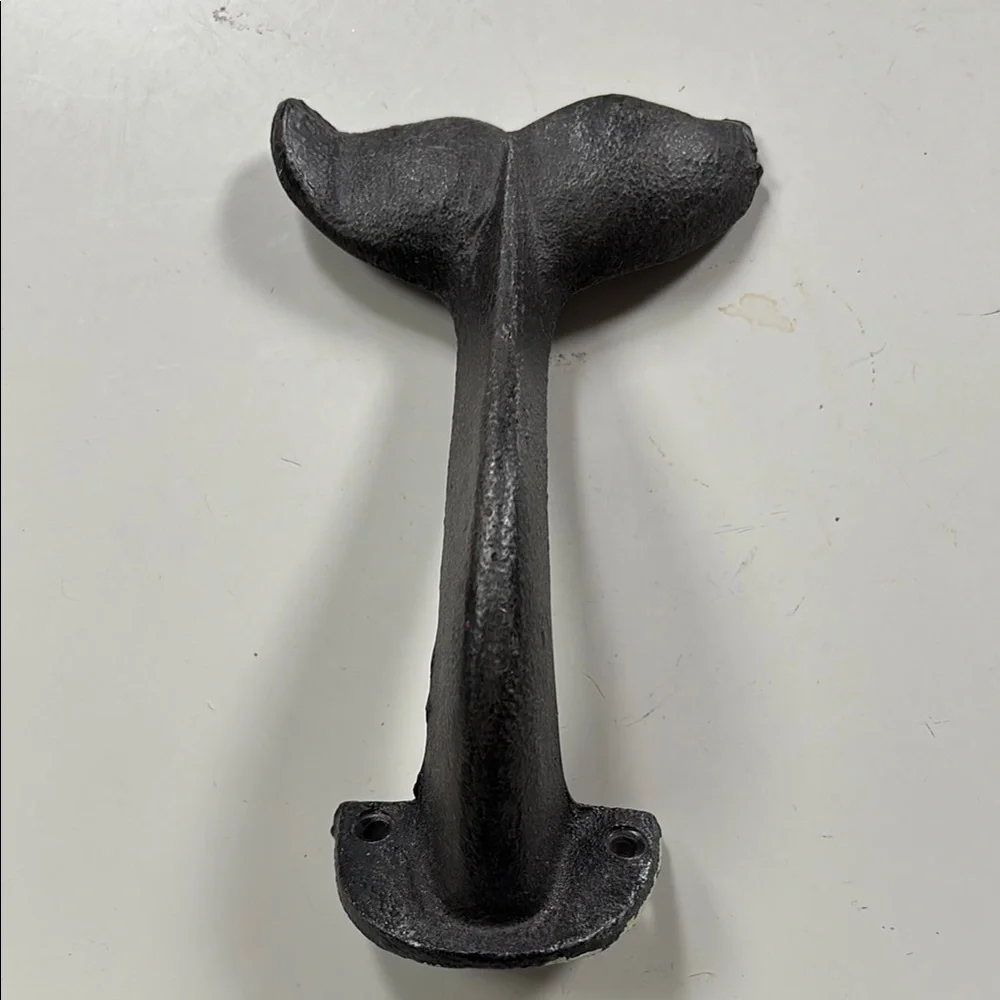 Cast iron Black WhaleTail wall robe/towel hook